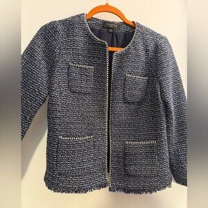 Talbots Petite Tweed Open-Front Jacket - Navy, 2P